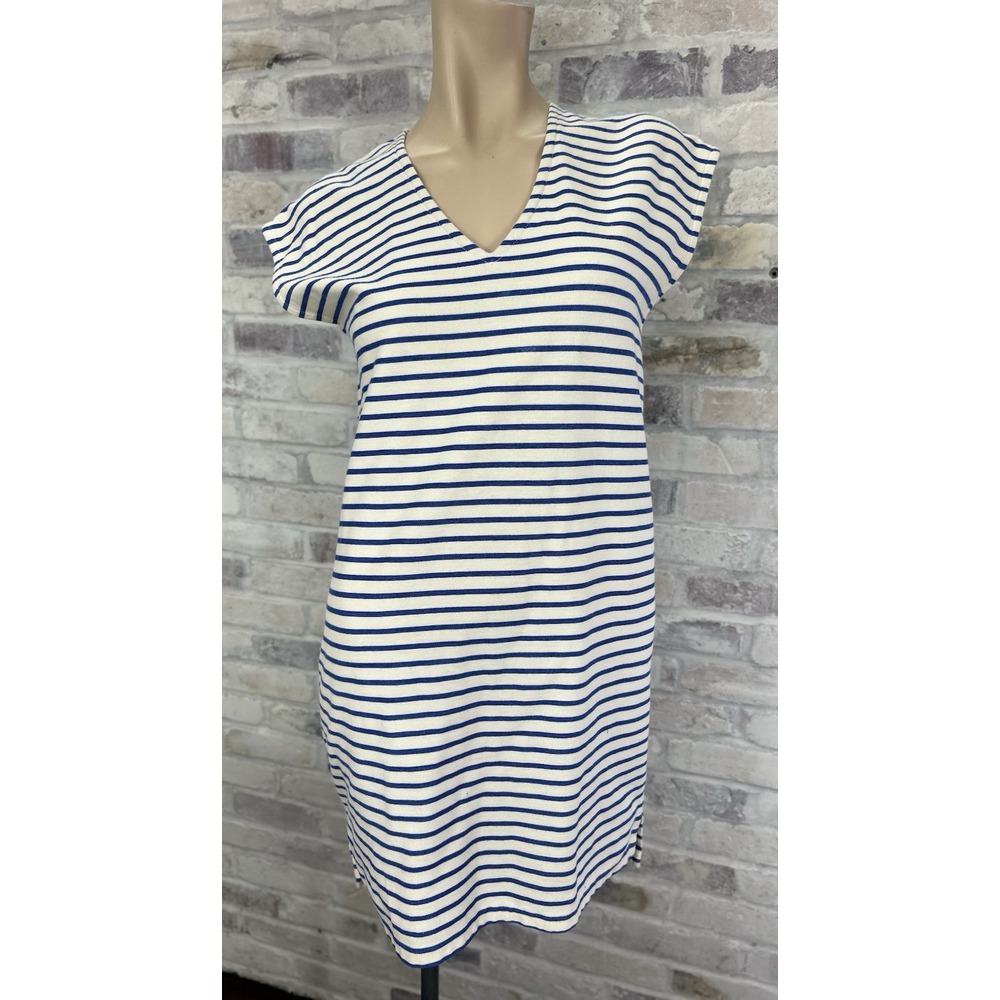 Madewell‎ Shift Dress Sz XS Blue White Striped Cotton Blend Pockets